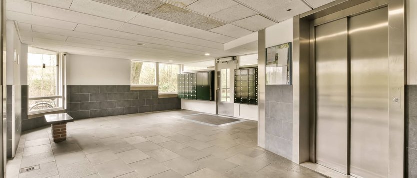 Modern office lift lobby.